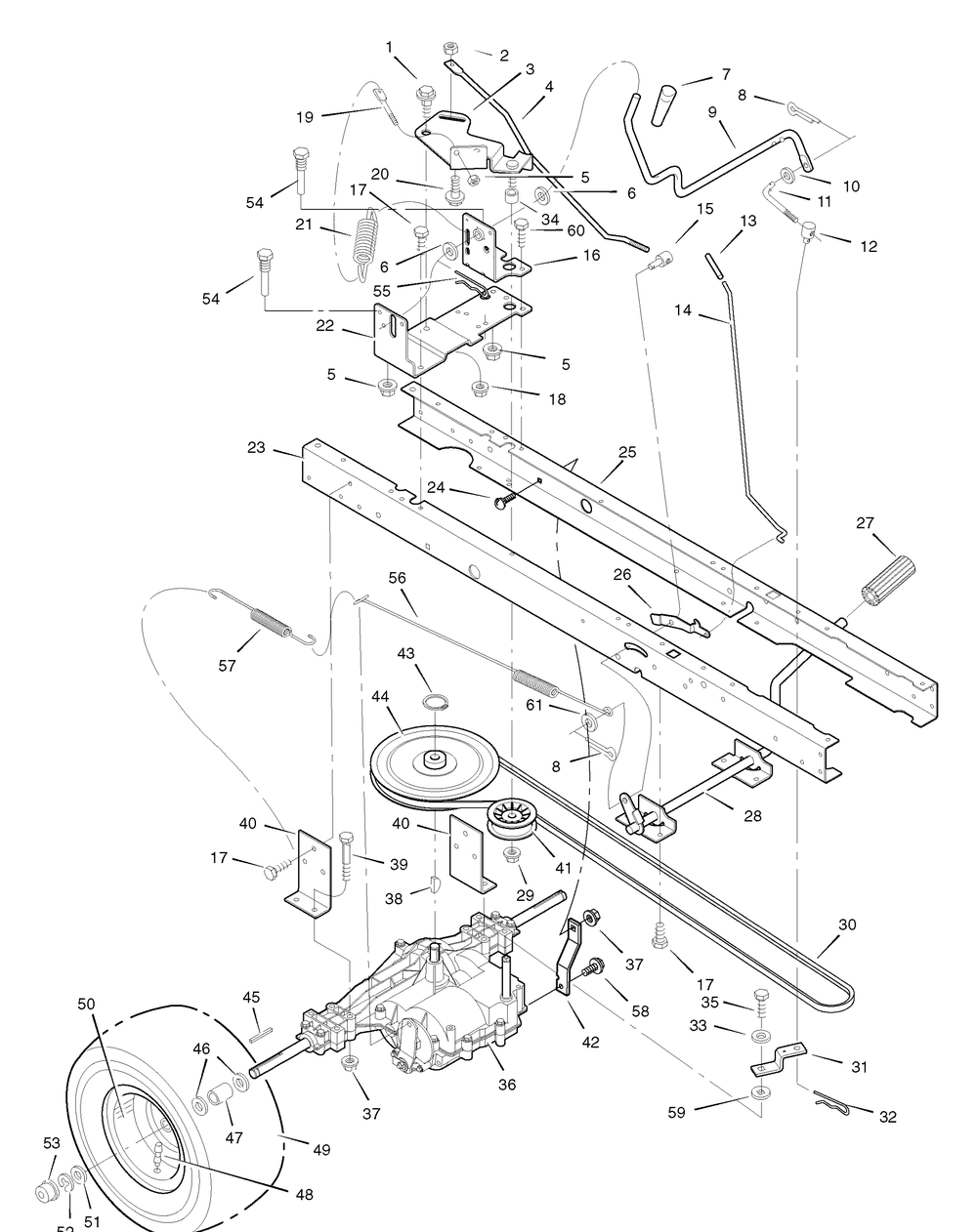 Motion Drive Diagram and Parts List for 312006X50C 2007 Briggs and Stratton Lawn Tractor